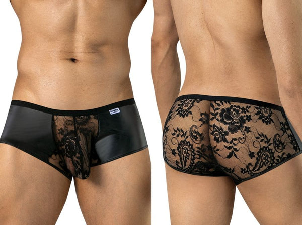CandyMan 95008 Men's Underwear Seductive Lace Trunks Color Black