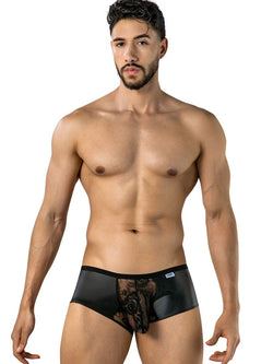 CandyMan 95008 Men's Underwear Seductive Lace Trunks Color Black thumbnail 2