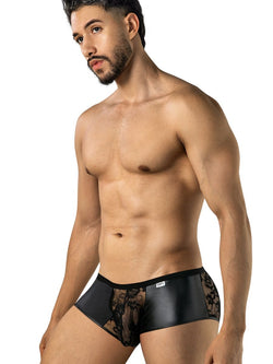 CandyMan 95008 Men's Underwear Seductive Lace Trunks Color Black thumbnail 4