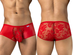 CandyMan 95008 Men's Underwear Seductive Lace Trunks Color Red thumbnail 1