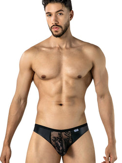 CandyMan 95009 Men's Underwear Seductive Lace Thongs Color Black thumbnail 2