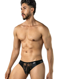 CandyMan 95009 Men's Underwear Seductive Lace Thongs Color Black thumbnail 4