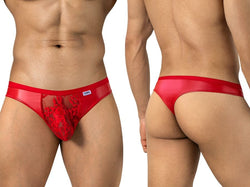 CandyMan 95009 Men's Underwear Seductive Lace Thongs Color Red thumbnail 1