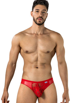 CandyMan 95009 Men's Underwear Seductive Lace Thongs Color Red thumbnail 2