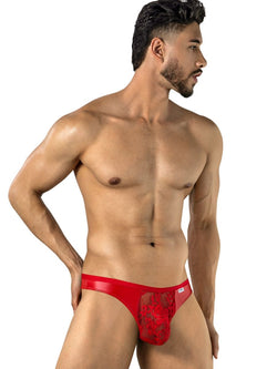CandyMan 95009 Men's Underwear Seductive Lace Thongs Color Red thumbnail 4