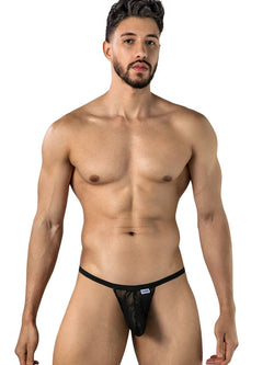 CandyMan 95012 Men's Underwear Seductive Lace Thongs Color Black thumbnail 2