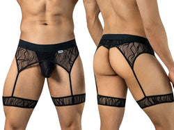 CandyMan 95014 Men's Underwear Seductive Garter Thongs Color Black thumbnail 1