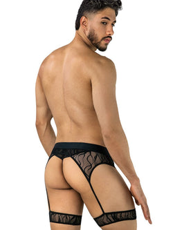 CandyMan 95014 Men's Underwear Seductive Garter Thongs Color Black thumbnail 3