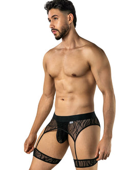 CandyMan 95014 Men's Underwear Seductive Garter Thongs Color Black thumbnail 4