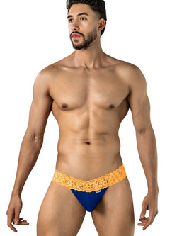 CandyMan 95015 Men's Underwear Seductive Lace Thongs Color Blue-Hot Orange thumbnail 2