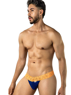CandyMan 95015 Men's Underwear Seductive Lace Thongs Color Blue-Hot Orange thumbnail 4