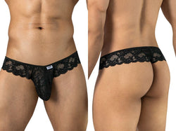 CandyMan 95019 Men's Underwear Elegant Lace Thongs Color Black thumbnail 1