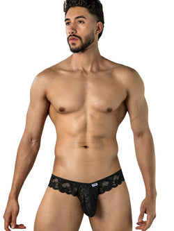 CandyMan 95019 Men's Underwear Elegant Lace Thongs Color Black thumbnail 2