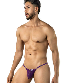 CandyMan 95020 Men's Underwear Sensual Lace Thongs Color Purple thumbnail 4