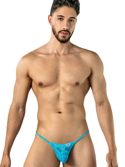 CandyMan 95020 Men's Underwear Sensual Lace Thongs Color Turquoise thumbnail 2