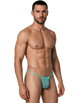 CandyMan 9586 Men's Underwear Mini G-String Color Aqua Mesh thumbnail 4