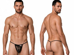 CandyMan 9586 Men's Underwear Mini G-String Color Black Lace thumbnail 1