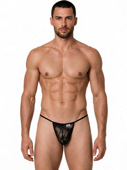 CandyMan 9586 Men's Underwear Mini G-String Color Black Lace thumbnail 2