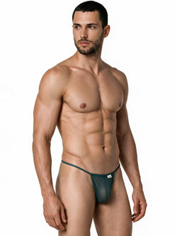 CandyMan 9586 Men's Underwear Mini G-String Color Bottle Green Mesh thumbnail 4