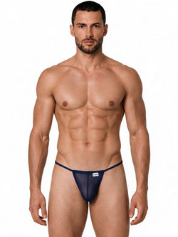 CandyMan 9586 Men's Underwear Mini G-String Color Dark Blue Mesh thumbnail 2