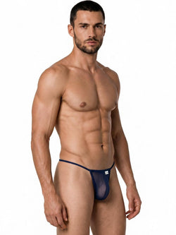 CandyMan 9586 Men's Underwear Mini G-String Color Dark Blue Mesh thumbnail 4
