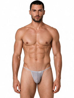 CandyMan 9586 Men's Underwear Mini G-String Color Gray Mesh thumbnail 2