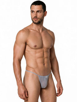 CandyMan 9586 Men's Underwear Mini G-String Color Gray Mesh thumbnail 4