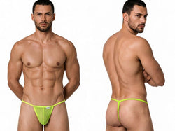 CandyMan 9586 Men's Underwear Mini G-String Color Hot Green Mesh thumbnail 1