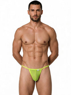 CandyMan 9586 Men's Underwear Mini G-String Color Hot Green Mesh thumbnail 2