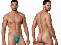 CandyMan 9586 Men's Underwear Mini G-String Color Jade Lace thumbnail 1