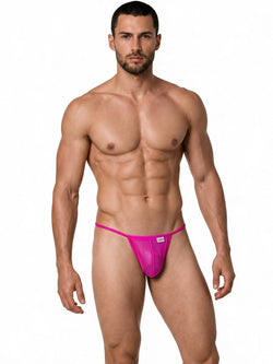 CandyMan 9586 Men's Underwear Mini G-String Color Magenta Mesh thumbnail 2