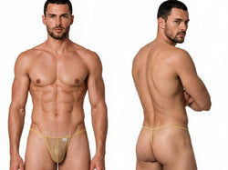 CandyMan 9586 Men's Underwear Mini G-String Color Mocca Mesh thumbnail 1