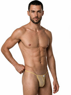CandyMan 9586 Men's Underwear Mini G-String Color Mocca Mesh thumbnail 4