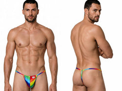 CandyMan 9586 Men's Underwear Mini G-String Color Rainbow Print thumbnail 1