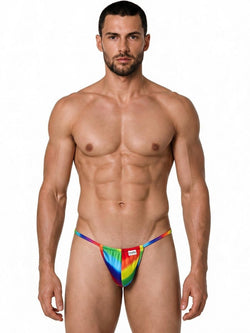 CandyMan 9586 Men's Underwear Mini G-String Color Rainbow Print thumbnail 2