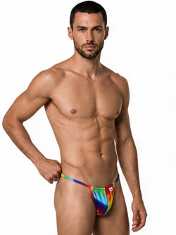 CandyMan 9586 Men's Underwear Mini G-String Color Rainbow Print thumbnail 4