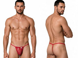 CandyMan 9586 Men's Underwear Mini G-String Color Red Lace thumbnail 1
