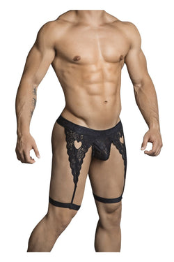 CandyMan 99310 Men's Underwear Lace Garther Thongs Color Black thumbnail 4
