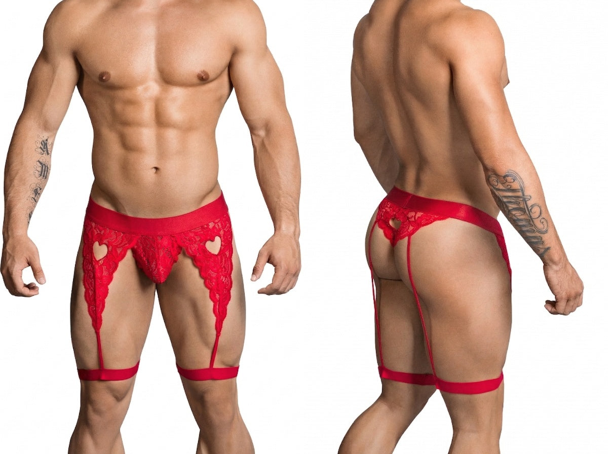 CandyMan 99310 Men's Underwear Lace Garther Thongs Color Red