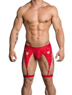 CandyMan 99310 Men's Underwear Lace Garther Thongs Color Red thumbnail 2