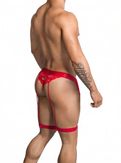 CandyMan 99310 Men's Underwear Lace Garther Thongs Color Red thumbnail 3