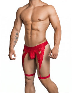 CandyMan 99310 Men's Underwear Lace Garther Thongs Color Red thumbnail 4