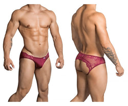 CandyMan 99312 Men's Underwear Lace Jockstrap Color Burgundy thumbnail 1