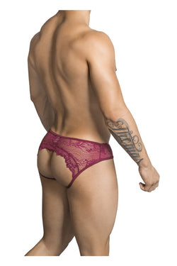 CandyMan 99312 Men's Underwear Lace Jockstrap Color Burgundy thumbnail 3