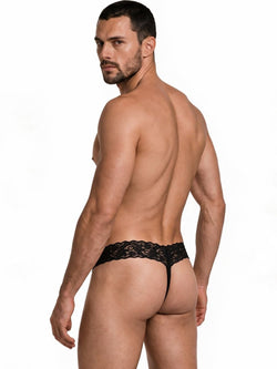 CandyMan 99370 Men's Underwear Sensual Lace Thongs Color Black thumbnail 3
