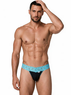 CandyMan 99370 Men's Underwear Sensual Lace Thongs Color Blue thumbnail 2
