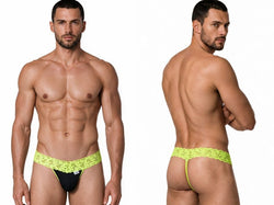 CandyMan 99370 Men's Underwear Sensual Lace Thongs Color Hot Green thumbnail 1