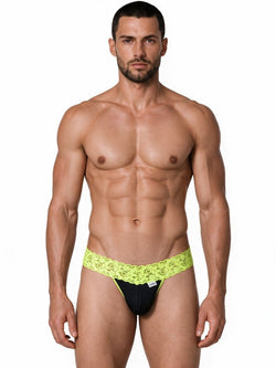 CandyMan 99370 Men's Underwear Sensual Lace Thongs Color Hot Green thumbnail 2