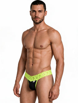 CandyMan 99370 Men's Underwear Sensual Lace Thongs Color Hot Green thumbnail 4
