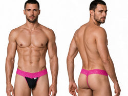 CandyMan 99370 Men's Underwear Sensual Lace Thongs Color Hot Pink thumbnail 1